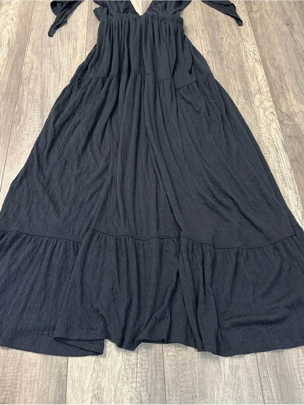 Free People Navy Plunging V-Neck Maxi Dress